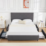 Garvee Full Size Platform Bed Frame with Adjustable Headboard and 4 Storage Drawers, Upholstered Platform Bed Frame with Wooden Slats Support/No Box Spring Needed/Noise Free, Easy Assembly, Dark Grey - Gray