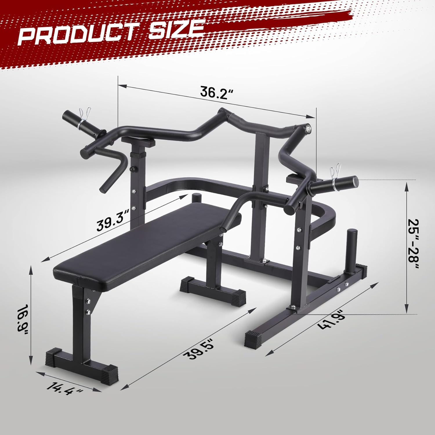 GARVEE Chest Press Machine with Adjustable Flat Bench - Versatile Home Gym Bench Press Rack with Independent Converging Arms and Heavy-Duty Steel Frame