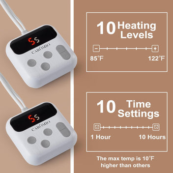 Garvee Electric Blanket Queen Size Dual Control - Thick Tufted Sherpa Heated Blanket Queen with 6 Heating Levels and 20 Time Settings, UL Certified Fast Heating Blanket Queen Size 84"×90", Grey