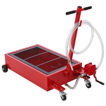 Garvee 20 Gal Hand Pump Oil Pan with 7.5 Ft Hose, Low Profile & T Folding Handle Oil Drain Cart for Truck Cars SUVs