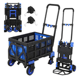 Garvee Folding Hand Truck Dolly with Basket, 2-in-1 Heavy Duty Dolly Cart with Wheels, 330LBS Capacity Convertible Handcart with Retractable Handle and 4 Wheels for Home Office Moving