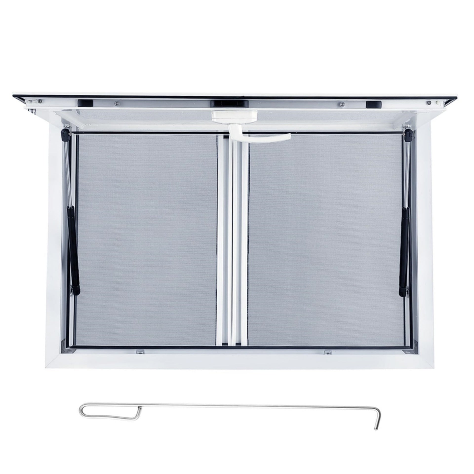 Garvee 36"W x 36"H Concession Window - Aluminum Alloy Food Truck Service Window with Sliding Screens, Awning Door, Hydraulic Lift, and Locking Mechanism for Catering (Glass Not Included)