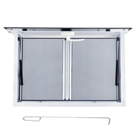 Garvee 36"W x 36"H Concession Window - Aluminum Alloy Food Truck Service Window with Sliding Screens, Awning Door, Hydraulic Lift, and Locking Mechanism for Catering (Glass Not Included)