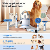 Garvee Pet Grooming Vacuum Suction Dog Grooming kit with 2 L Large Dust Cup Low Noise Dog Hair Remover, Blue