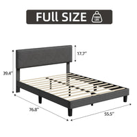 Garvee Full Size Bed Frame with Upholstered Headboard, Full Size Platform Bed Frame with Wooden Slat Support, Easy Assembly Platform Bed, No Box Spring Needed & Noise Free, Gray