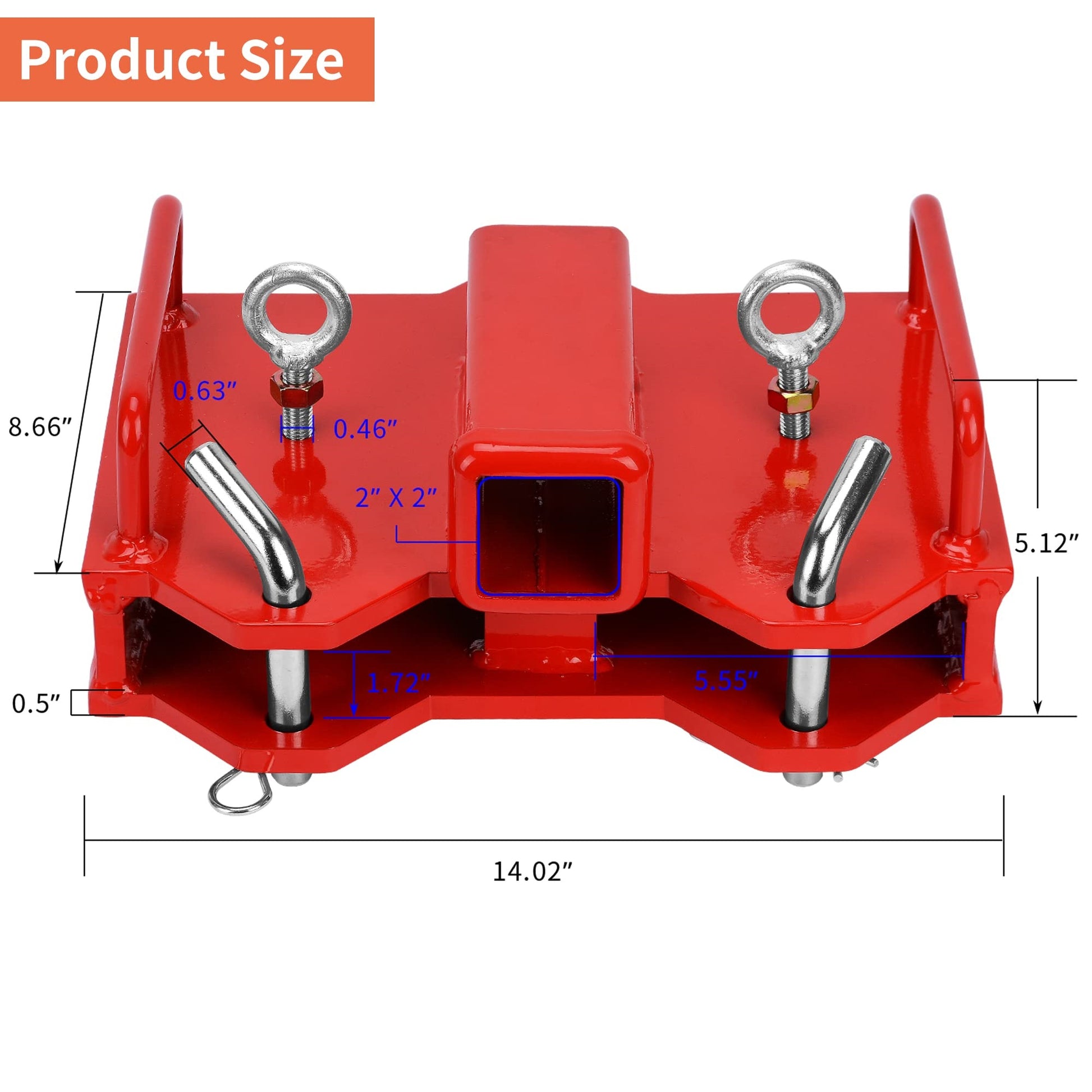Garvee 2-Inch Forklift Trailer Hitch Receiver, 7000 lbs Capacity, Dual-Pallet Forks Compatible, Red