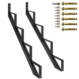 Garvee Steel Stair Step Riser Metal Stair Stringer with Reinforcing Support Legs for Indoor Outdoor Steps 4 Step Black - Black