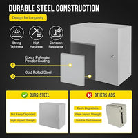 Garvee Junction Box, Steel Electrical Box 24x24x12", NEMA 4X Electrical Enclosure Box IP66 Waterproof & Dustproof, Universal Electrical Project Box with Lock & Mounting Plate