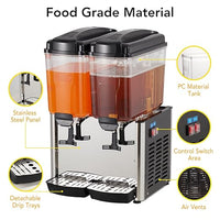 GARVEE 36L (9.6 Gallon) Commercial Juice Dispenser, 2 Tanks, Stainless Steel Beverage Dispenser for Home, Hospitality