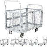 Garvee Platform Truck Cart with Cage Heavy Duty 2000LBS Capacity Multi-Functional Warehouse Moving 39x24in Silver
