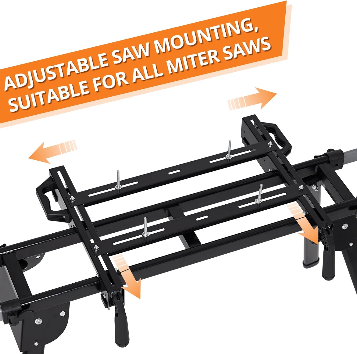 Garvee 440Lbs Portable Miter Saw Stand, Folding Universal Saw Stand, 76-4/5'' Adjustable Stainless Steel Table, Compatible with Most Table Saws