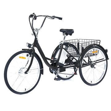 Garvee Adult Tricycle, 7 Speed Tricycle for Adults, 26 inch 3 Wheel Bikes for Adults with Baskets, Adult Tricycles for Women Seniors Men, Three Wheel Bike for Adults, 330 lb Black