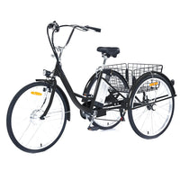 Garvee Adult Tricycle, 7 Speed Tricycle for Adults, 26 inch 3 Wheel Bikes for Adults with Baskets, Adult Tricycles for Women Seniors Men, Three Wheel Bike for Adults, 330 lb Black
