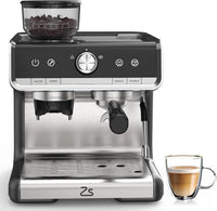 Garvee 1450W 120V 20 Bar Espresso Machine with Steam Wand, Fast Heat,Built-In Bean Grinder,for Home Barista, Gifts for Dad,Mom,Coffee Lover- Gray
