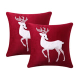 Garvee Christmas Throw Pillow Covers Set of 2, Modern Soft Velvet Sofa Square Cushion Pillowcases for Christmas Home Decor, Elk Patterns, Red, 18 x 18 Inch - Red