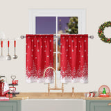 Garvee Christmas Velvet Kitchen Curtain Christmas DecorationCafe Curtain 24 Inch Tier Curtains Window Treatment Rod Pocket for Home Decor 2 Panels for Bathroom, Living Room Christmas Decoration - Red