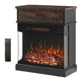 Garvee 25 Inch Stand Side Table with 3-Sided Glass Electric Fireplace, 11 Temperature Level, Realistic Flame, Heat