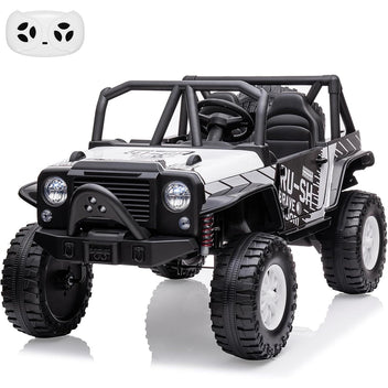 Garvee Ride - P Series: 2-Seater Ride On Truck for Kid, 24V Battery Powered Kids Car with Remote Control, 19" Extra Wide Seat, 2 Motors, Led Light, Enhanced Suspension - White