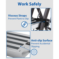 Garvee 8-13ft Aluminum Work Plank Up to 440LBS Load Capacity with Adjustable Work Platform,Equipped with Skid-Proof Platform Scaffold Ladder Accessory Silver