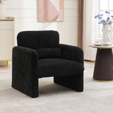 Garvee Living Room Accent Chair, Mid Century Modern Accent Chair Soft Chenille Fabric Armed Chair Comfy Upholstered Armchair Leisure Single Sofa Chair with Waist Pillow for Bedroom, Office, Black - Black