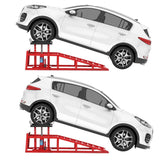 Garvee 5-Ton Hydraulic Car Ramps - Heavy-Duty Vehicle Lift with Reflective Strips for Night Use, Adjustable Height from 9.8" to 15", Portable Auto Service Ramps for Oil Changes and Truck Maintenance in Garage - Red+Black