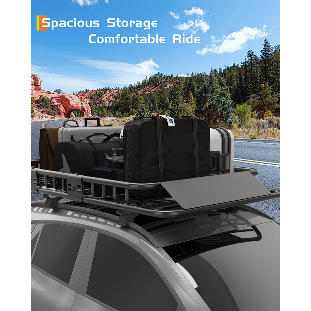 Garvee 84" x 39" x 6" Universal Roof Rack Basket, 200 lbs Capacity Heavy-Duty Rooftop Cargo Carrier with Extension for SUVs, Trucks, and VehiclesBlack