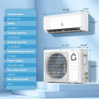Garvee SEER 21 18000 BTU 230V Mini Split Air Conditioner | Energy-Efficient Inverter AC System with WiFi, Remote Control & Easy Installation Kit for Rooms Up to 1250 Sq.Ft