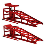 Garvee 2 Pack Hydraulic Car Ramps 5T 10000lbs Low Profile Car Lift Service Ramps Truck Trailer Garage Height Adjustable, Red - Red