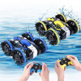 Garvee 2PACK Amphibious RC Car for Kids, Durable and Easy-to-control, For Kids of All Ages, Designed for both land and water play - Blue+Yellow