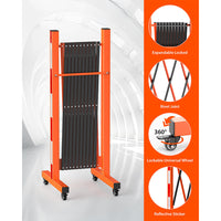 Garvee Metal Expandable Barricade, 11 Ft Folding Security Gate, High Strength Steel Expandable Barricade Gate Outdoor, Industrial Expandable Barricade Gate with Casters, Orange&Black
