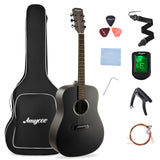 Garvee Acoustic Guitar,41"Acoustic Guitar Kit Full Size Dreadnought Acustica Guitarra Bundle for Beginner Adult Teen with Gig Bag, Tuner, Strap, Strings, Picks, Capos,Right Hand,Black - Black