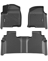 Garvee Floor Mats for 2019-2024 Chevrolet Silverado 1500/GMC Sierra 1500 & 2020-2024 Chevy Silverado/GMC Sierra 2500HD/3500HD Crew Cab, TPE All Weather Custom Fit Floor Mats Liner Tray