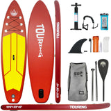 Garvee Inflatable Paddle Board for Adults, 11'×33" Stand up Paddle Board Inflatable with SUP Accessories, Ultra Stable Sup Board, Fishing Blow up Paddle Boards with Paddle, Pump, Backpack, Fin - Red Yellow