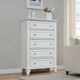 Garvee 5 Drawer Dresser for Bedroom, Vintage Dresser Tall 5 Chest of Drawers, Wood Storage Cabinet Organizer with Metal Handles, Nursery Dresser for Bedroom, Living Room, Hallway, Kids Bedroom - Oak White - Oak White