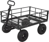 Garvee ﻿ Heavy Duty Steel Garden Cart, 1200 LBS Load Capacity Garden Wagon with 10 inch Tire and 180° Rotating Handle Attach to ATV or Tractor Blac