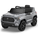 Garvee Ride on Truck Car, 12V Licensed Toyota Electric Cars for Kids, Ride on Toys with Remote Control, Spring Suspension, LED Lights, Bluetooth, 3 Speeds - Grey - Grey