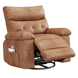 Garvee Extra Wide Comfort Recliner Chair for Adults - Oversized Manual PU Leather Sofa - Overstuffed Arms & Back, Cup Holder, Retractable Armrests, Side Pocket - Living Room, Bedroom, Nursery - Brown - Brown