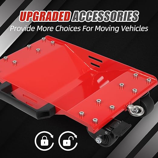 Garvee 8000 lbs Capacity Car Dolly Set of 4 - Heavy-Duty Vehicle Moving Dollies with Thickened Handles, Sidebar & Security Lock