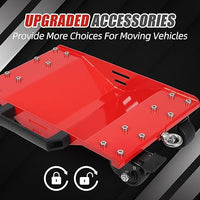 Garvee 8000 lbs Capacity Car Dolly Set of 4 - Heavy-Duty Vehicle Moving Dollies with Thickened Handles, Sidebar & Security Lock
