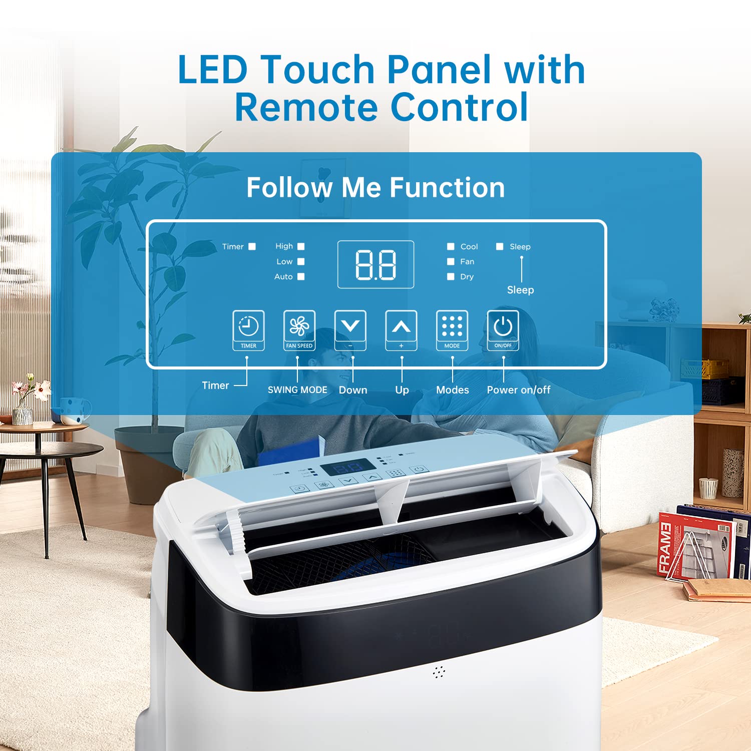 Garvee Portable Air Conditioner 10000 BTU 3-in-1 AC Remote Control Digital Display 24H Timer Dual Motor for Office Home Bedroom Dorms 450 Sq Ft