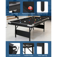 Garvee 7 ft Portable Folding Pool Table With Full Billiard Set For Family Game Room, Space-Saving Design, Premium Felt, Durable MDF Construction