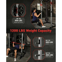 Garvee Power Cage Multi-Functional Power Racks with Dual Pulley Systems for Home Gym 1200 LBS Steel Frame Fitness Squat Rack Black