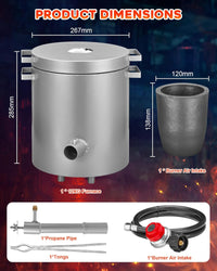 Garvee 6KG Propane Melting Furnace Kit, Large Capacity 2700°F High Foundry Home Kiln Smelting Gold Silver Copper Aluminum Metal Recycle Smelting Forge Casting Tool
