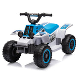 Garvee Ride - P Series: 6V Kids Ride On Electric Quad ATV, Ride Car with LED Headlights, Ride-On Toy for Toddlers 1-3 Boys & Girls with Music, Forward & Reverse - Blue and white - White