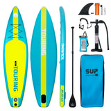 Garvee Inflatable Stand Up Paddle Board, with Adjustable Floating Paddles and Premium Paddle Board Accessories, Wide Stable Design, Non-Slip Comfort Deck for Youth & Adults - Blue-Green