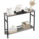 Garvee Color Block Console Table, Adjustable Shelf, MDF & Metal, Sturdy & Durable, For Living Room, Bedroom, Hallway - Grey + Black
