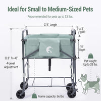 Garvee Portable Dog Bath Tub for Small & Medium Dogs, Folding Elevated Pet Grooming Station with Wheels, 4-Level Adjustable Height, Dog Wash Station for Home, 1000D PVC, Fits Up to 33 lbs, Light Gray