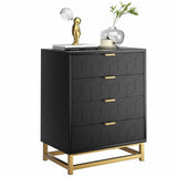 Garvee Black 4 Drawer Dresser for Bedroom, Wood Chest of Drawers with Metal Legs, Modern Storage Dresser Chest Cabinet Organizer, Large Dresser for Living Room, Hallway, Closet - Black