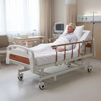 Garvee Electric Hospital Bed with Mattress for Home Care, 3 Function Full Electric Medical Bed, Adjustable Height 13"-24" Back & Knee, 5" Locking Casters, 400 Lbs Capacity, Waterproof 4" Foam Mattress