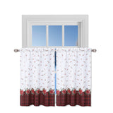 Garvee Set of 2 Christmas Kitchen Curtains Buffalo Plaid Red and Black with Floral Decorations Window Curtains for Living Room Bedroom Decor Washable Window Treatments, 27 x 30 inch, Red and Black - Red
